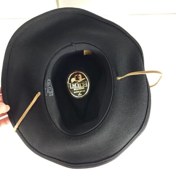 MHT Westerns Master Hatters Of Texas VTG Black Wool Hat Size Small made in USA - Picture 5 of 10